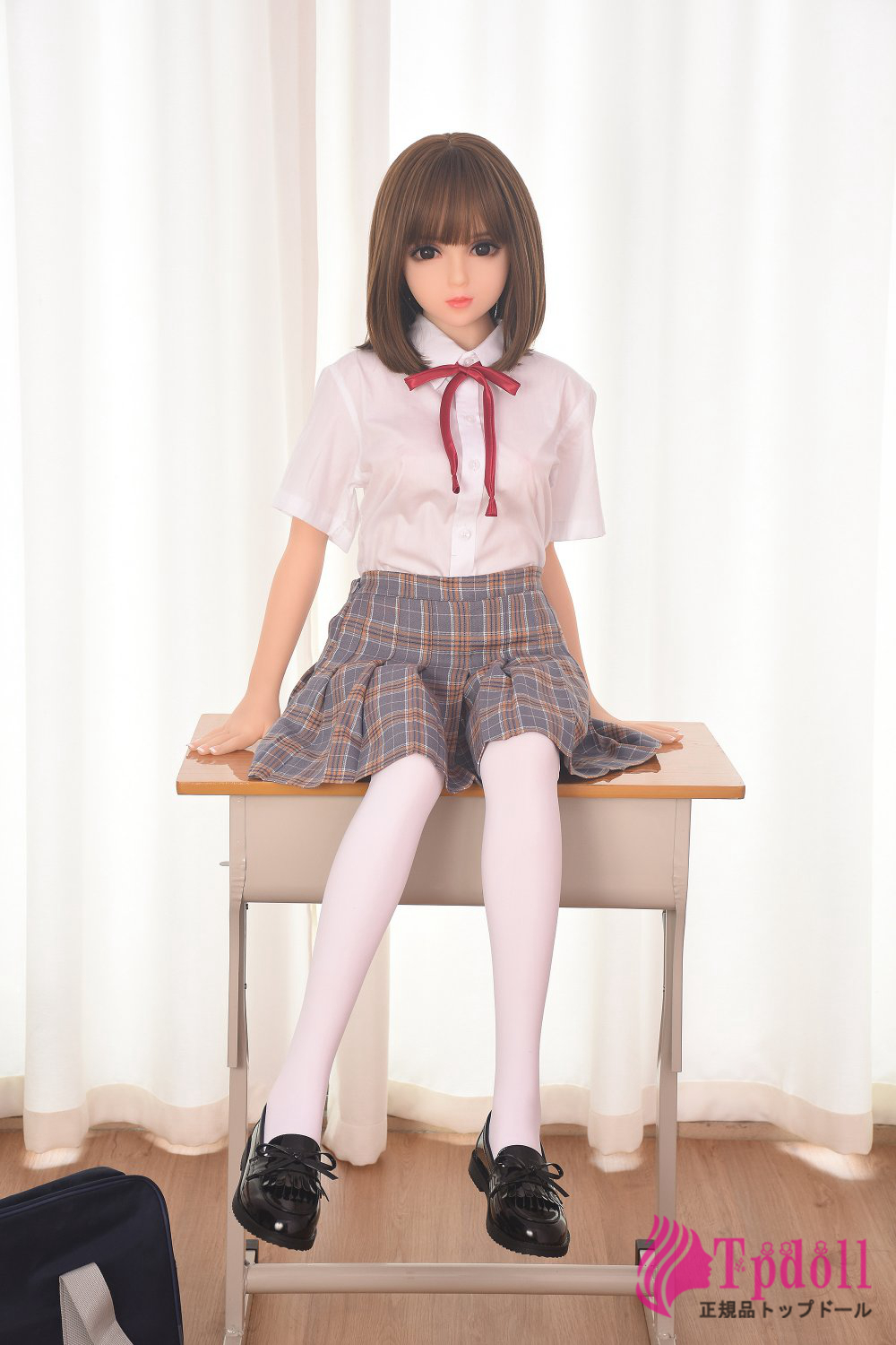 チェックスカート中学生制服ドール写真