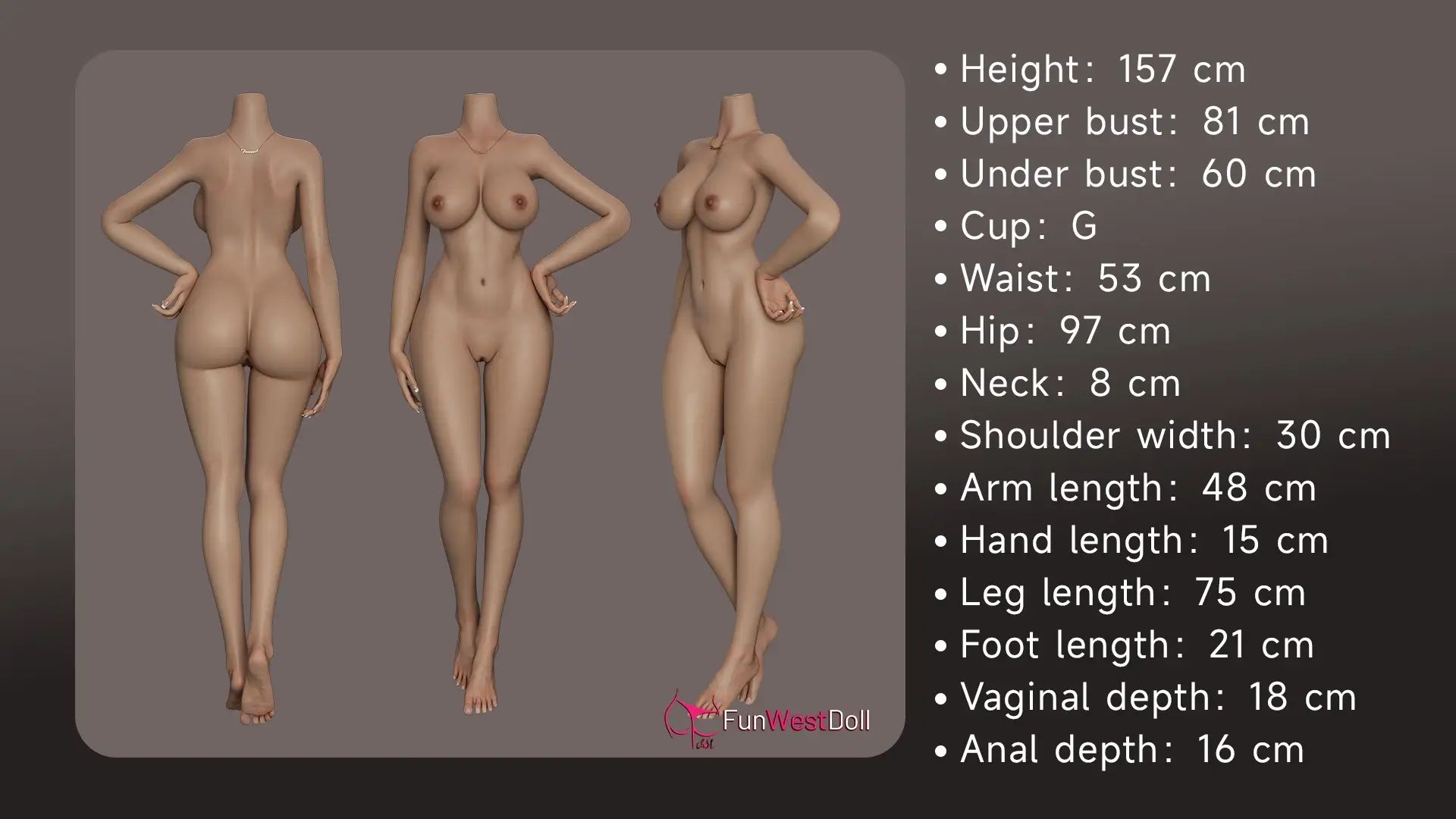 Funwest Doll 157cm Gカップフルシリコン製 ラブドール