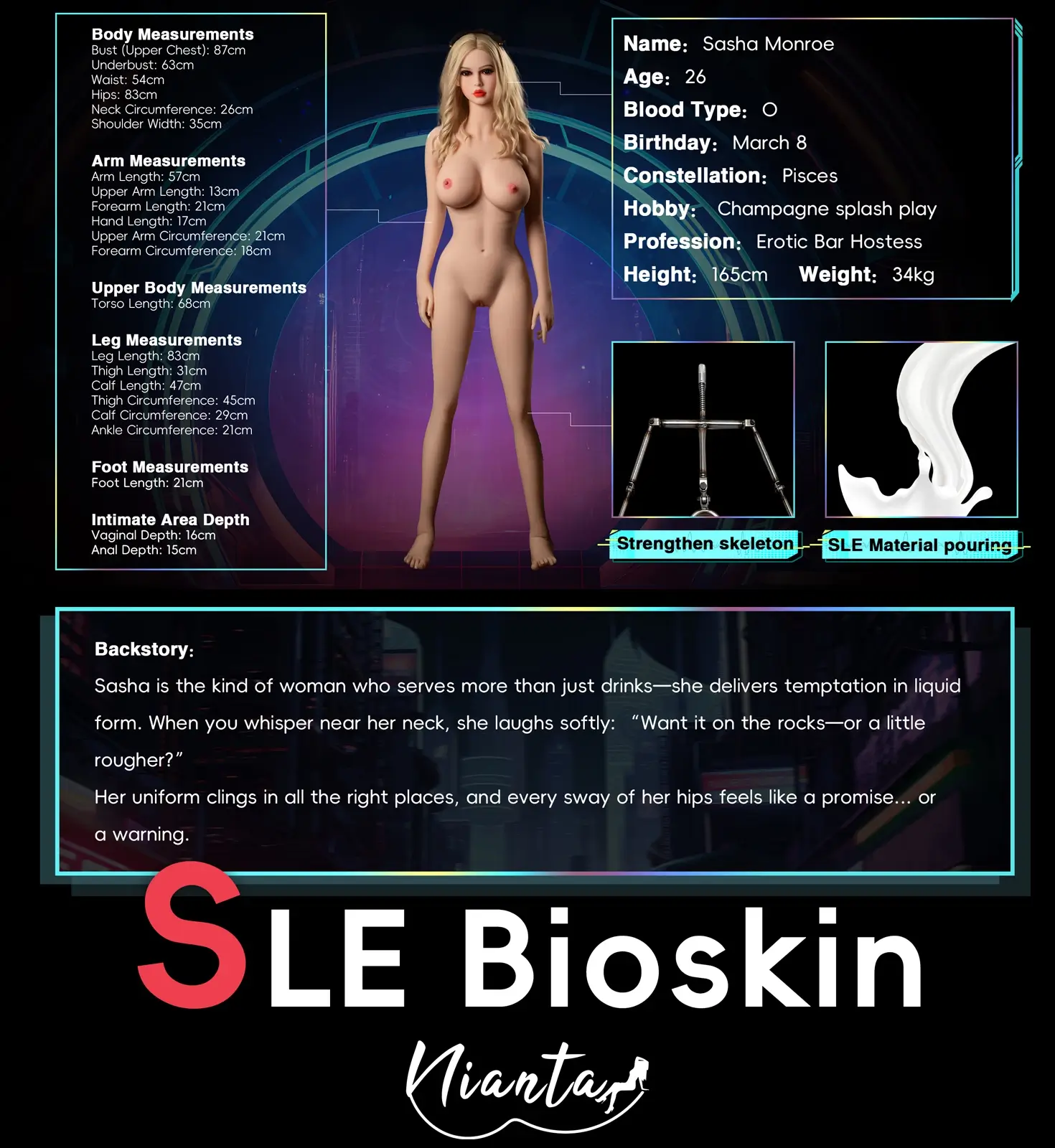 Nianta Doll SLEシリーズ #S12 Sasha Monroe TPE製ラブドール