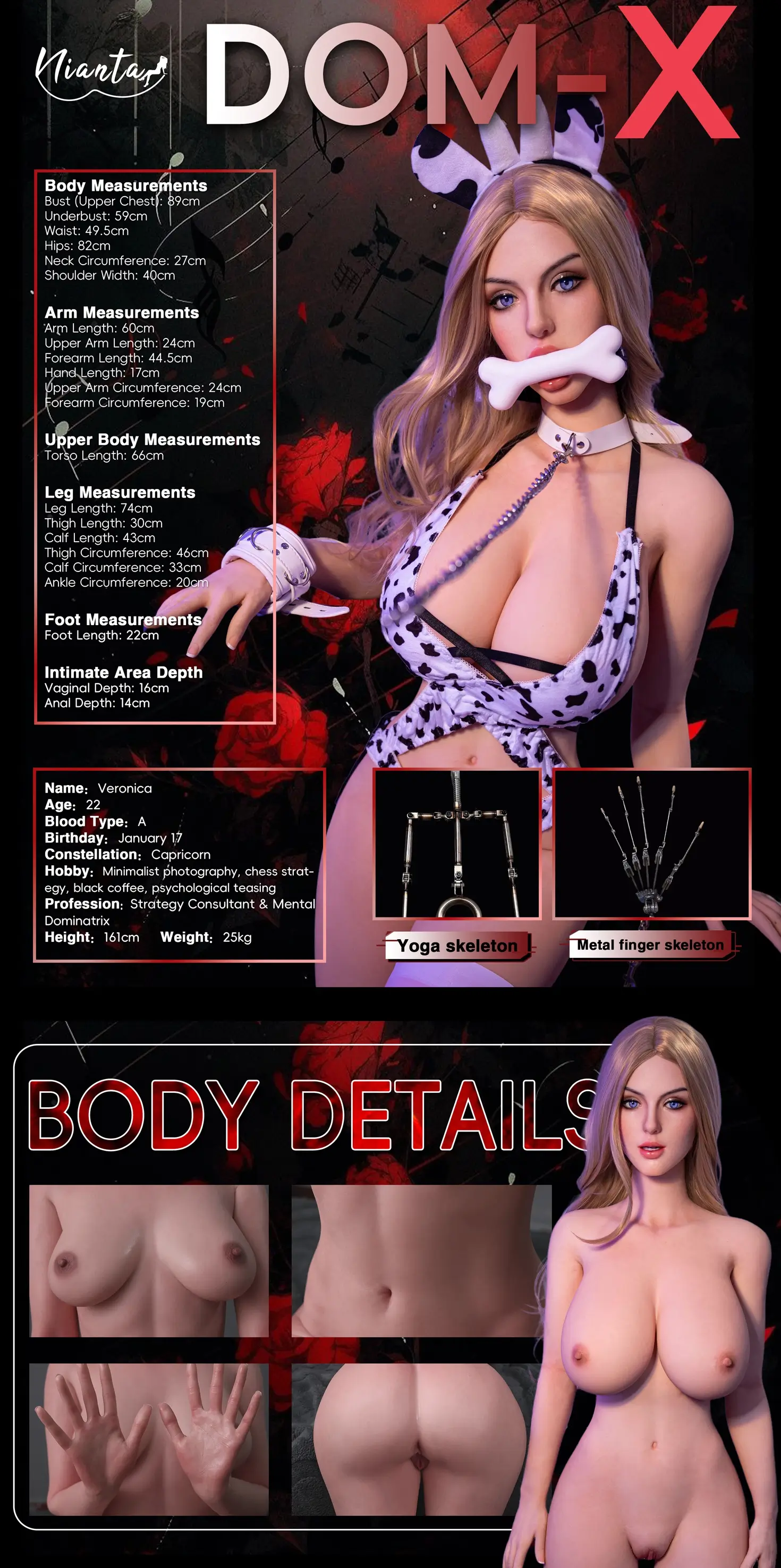 Nianta Doll DOM-Xシリーズ #D17 Veronicaフルシリコン製ラブドール