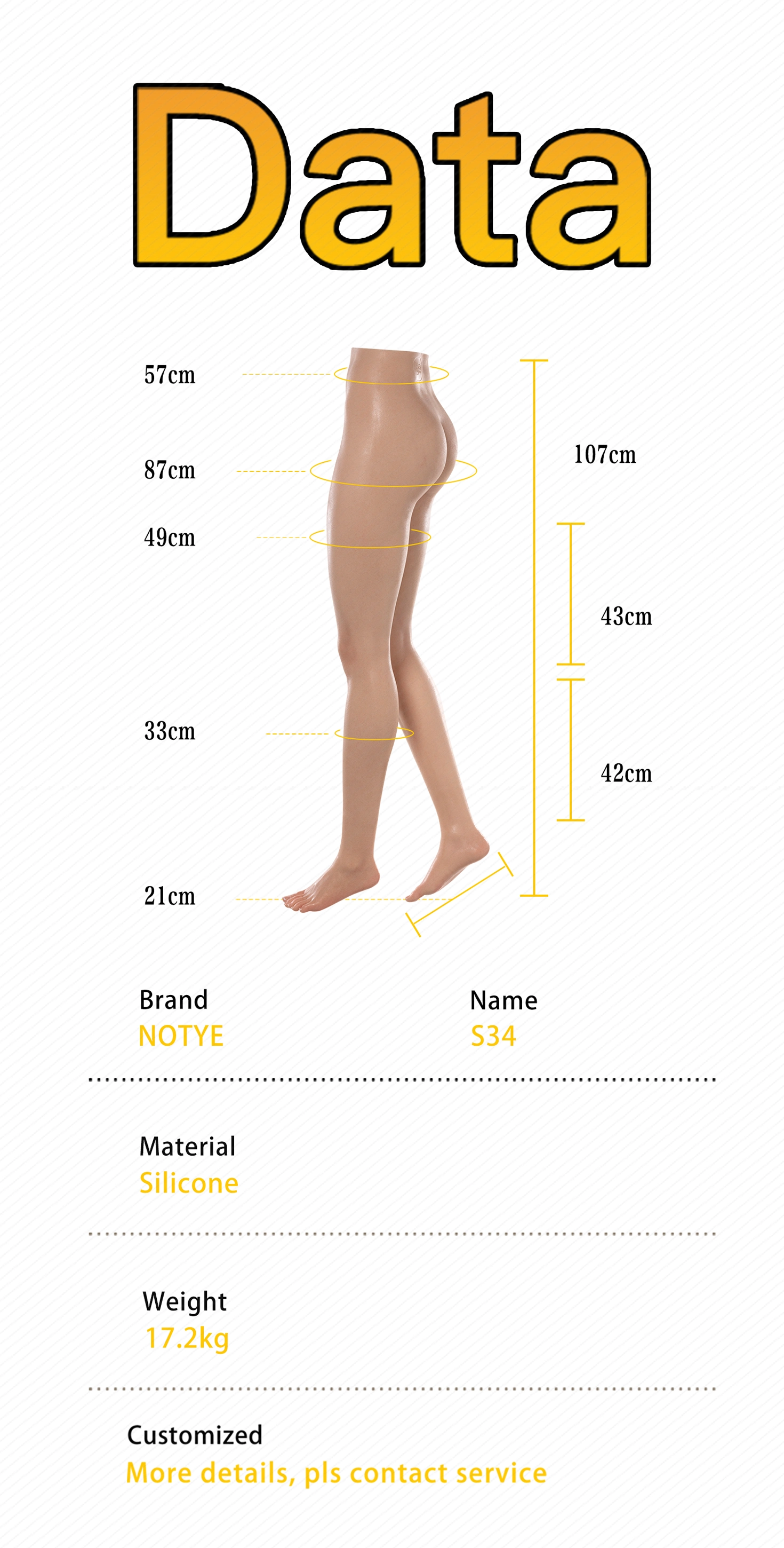 奈也(Not ye) シリコン製 S34下半身ラブドール