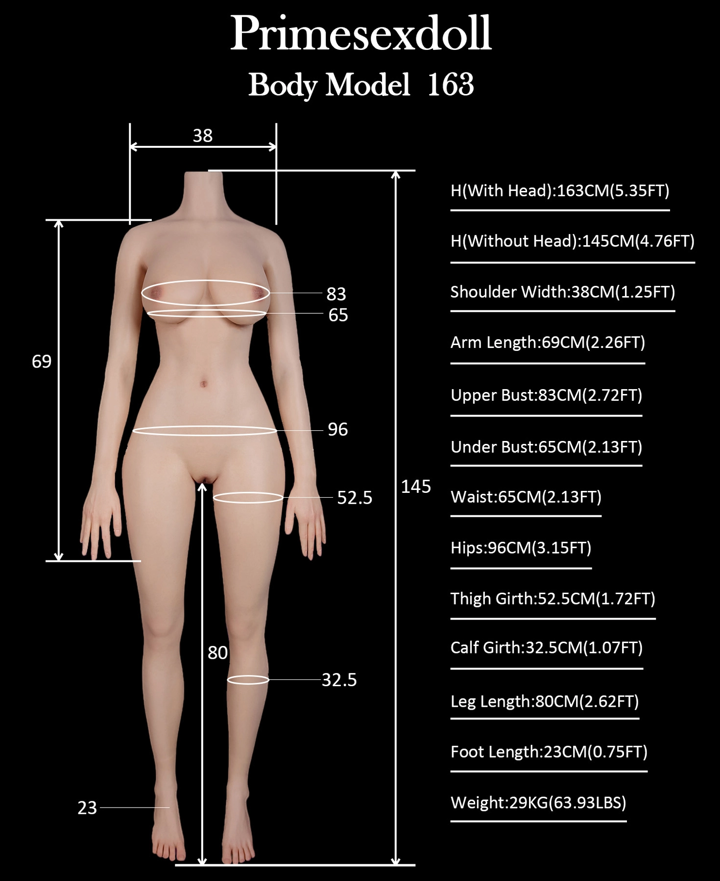 Primesexdoll 163cm Dカップ フルシリコン製ラブドール