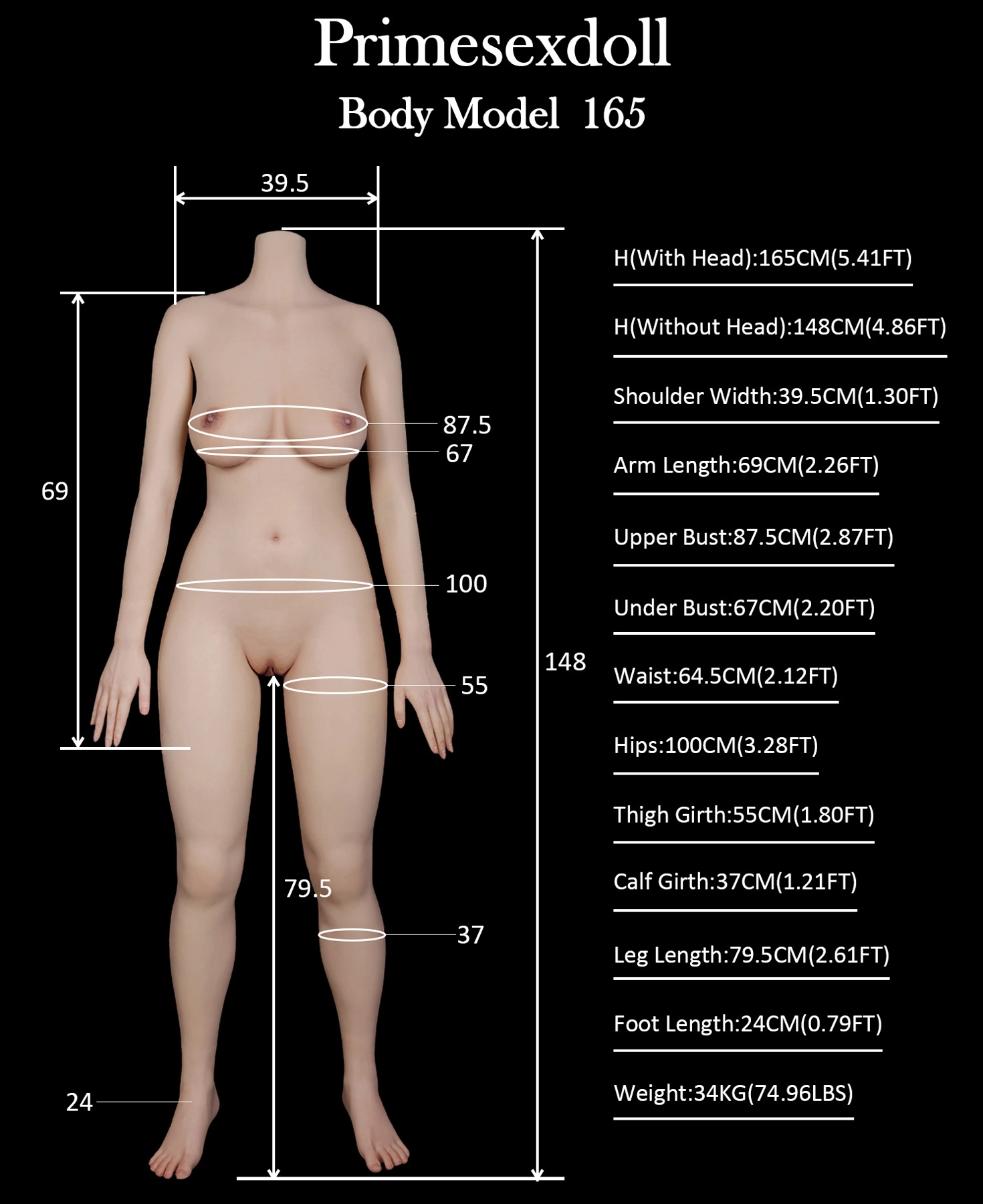 Primesexdoll 165cm Eカップ フルシリコン製ラブドール