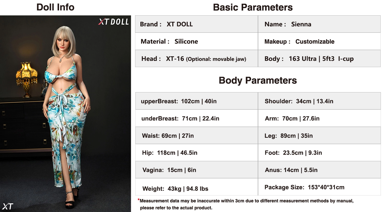 XTDOLL #XT-16 Sienna 163cm Ultra Iカップラブドール